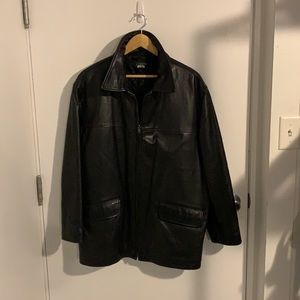 Men’s J Crew Leather Jacket. Pristine used condition. Zipper front. Classic look